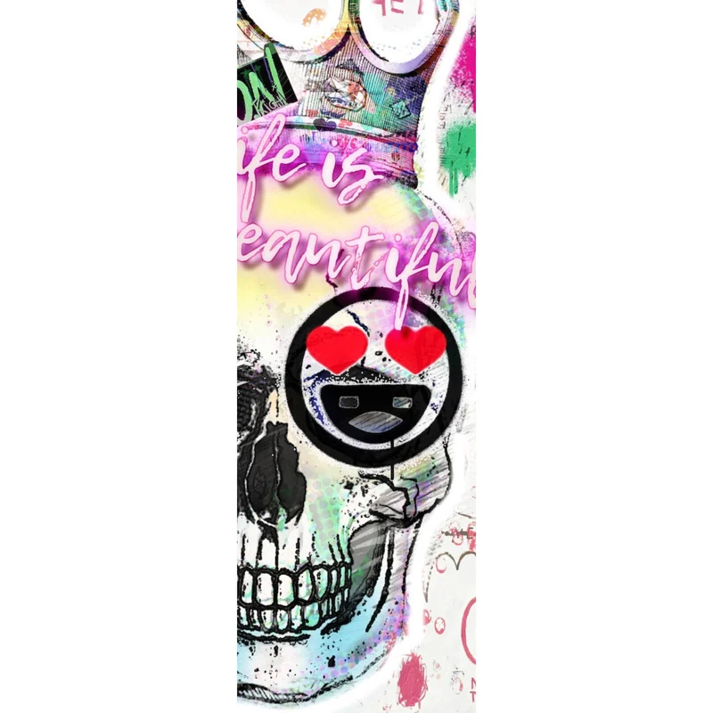 Leinwandbild Buntes Schädelgraffiti Panorama Hoch