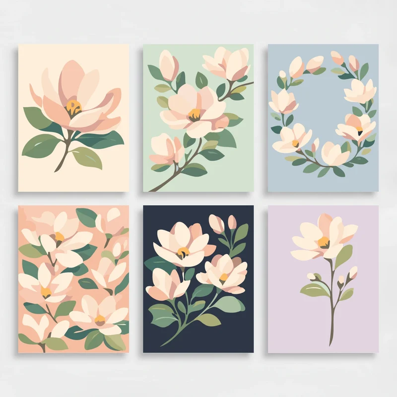 Magnolias - Mini Paint by Numbers Set