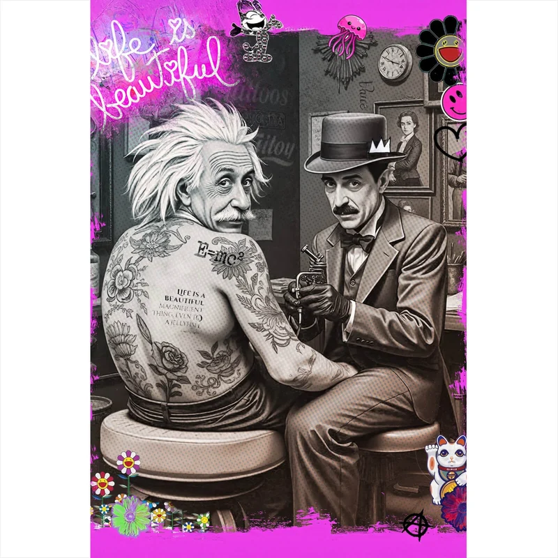 Aluminiumbild Life Beautiful Retro Tattoo Hochformat