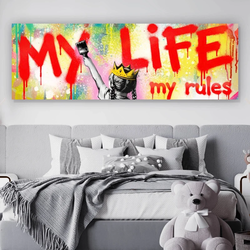 Aluminiumbild My Life my rules Pop Art Panorama