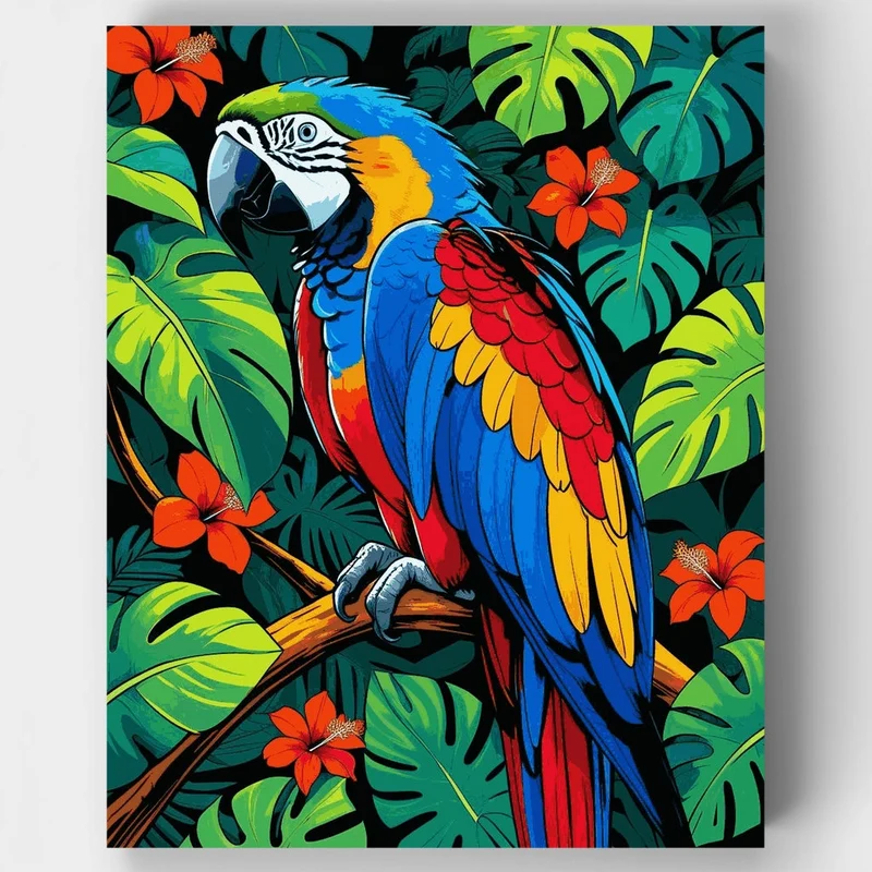 Tropical Macaw in Paradise - Paint by Numbers Kit