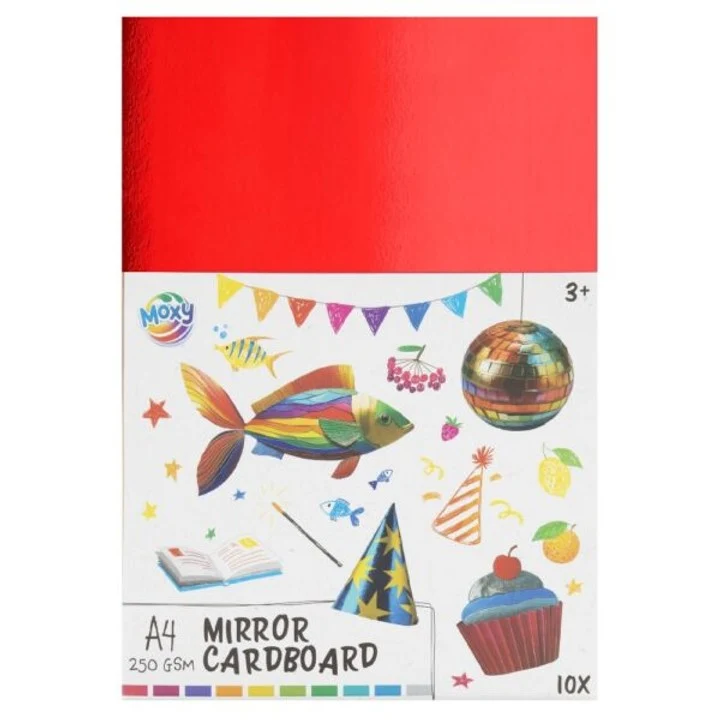 Mirror Cardstock A4 250 GSM, Set of 10 Sheets, 10 Colors