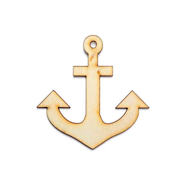 Hanging Wooden Decoupage Ornament, Anchor