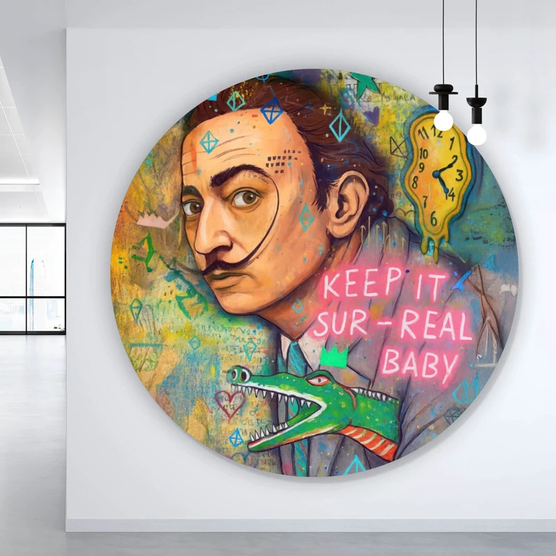 Aluminiumbild gebürstet Dali mit schmelzender Uhr Kreis