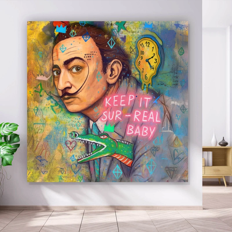 Acrylglasbild Dali mit schmelzender Uhr Quadrat