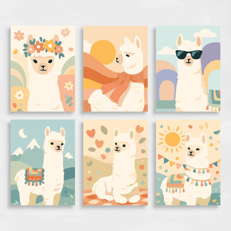 Adorable Alpacas - Mini Paint by Numbers Set