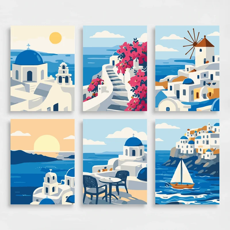 Greek Coastal Dreams - Mini Paint by Numbers Set