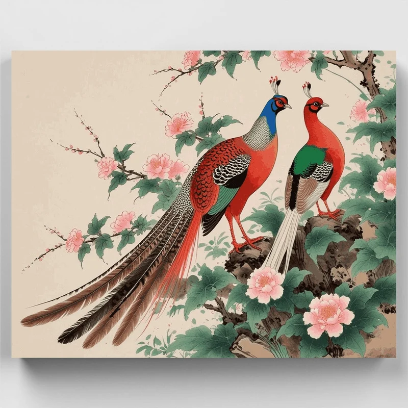 Pheasants in Bloom - Paint by Numbers Kit
