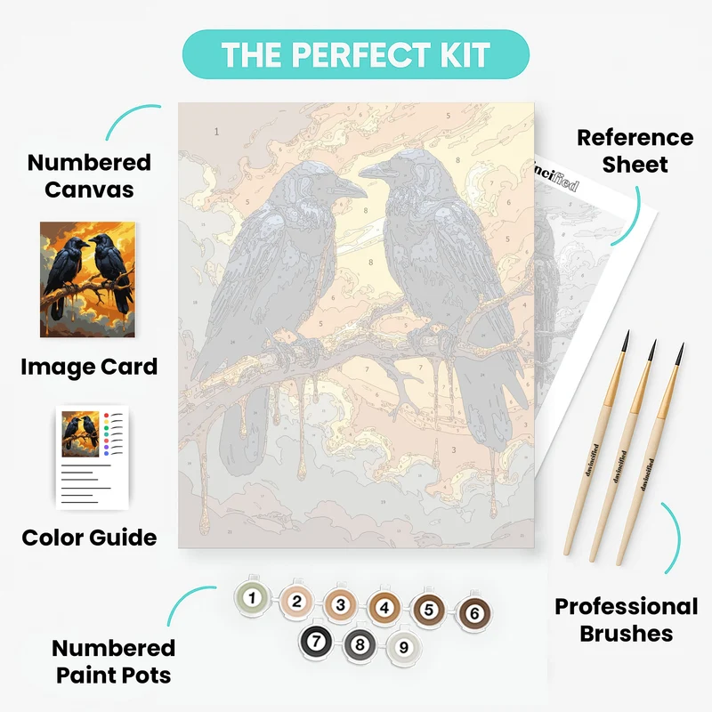Two Ravens at Sunset - Paint by Numbers Kit