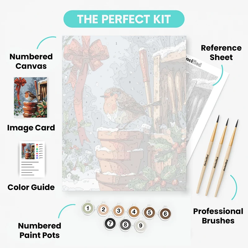 Robin in Winter Garden - Paint by Numbers Kit