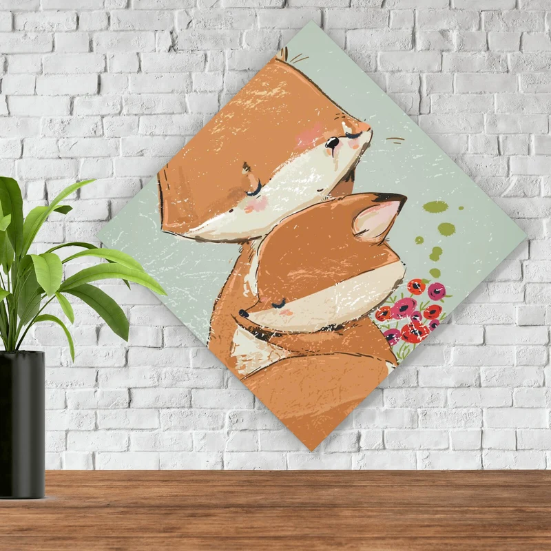 Spannrahmenbild Niedliches Fuchsdesign Raute