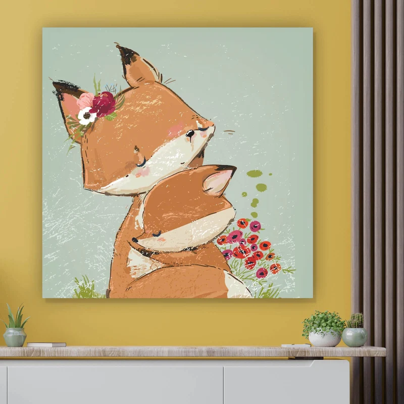 Spannrahmenbild Niedliches Fuchsdesign Quadrat