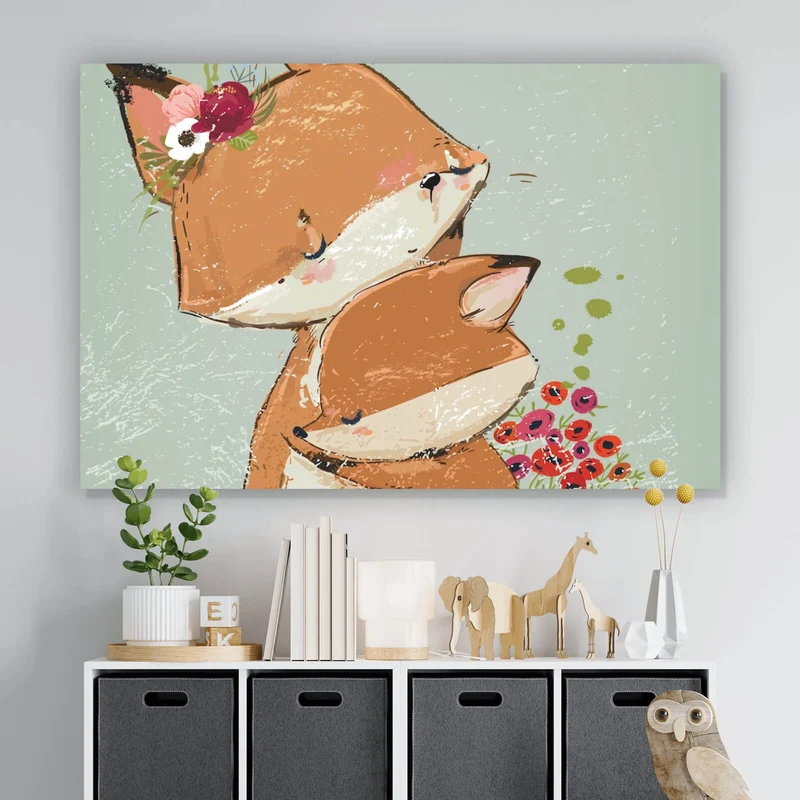 Spannrahmenbild Niedliches Fuchsdesign Querformat