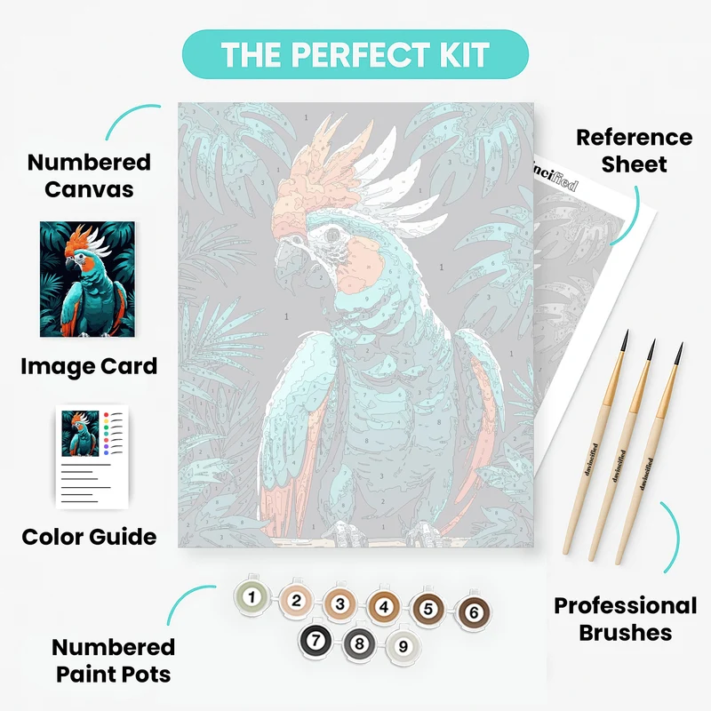 Tropical Cockatoo with Orange Crest - Paint by Numbers Kit