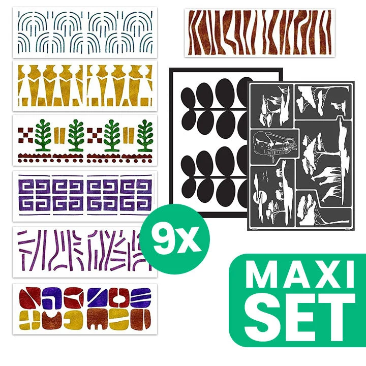 ETHNO Painting Stencil Collection, Set of 9