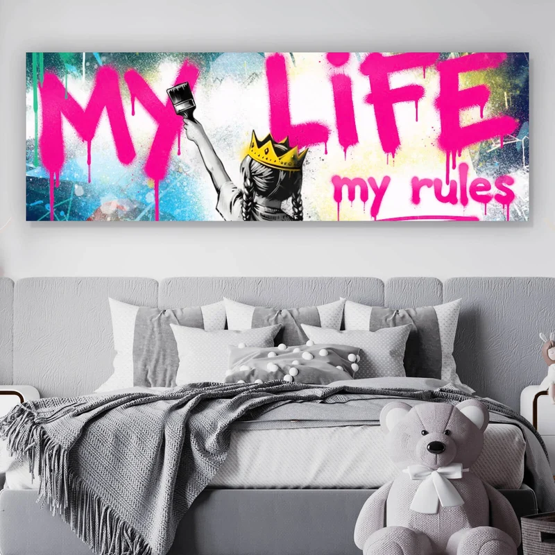 Aluminiumbild My Life my rules Pop Art No. 2 Panorama