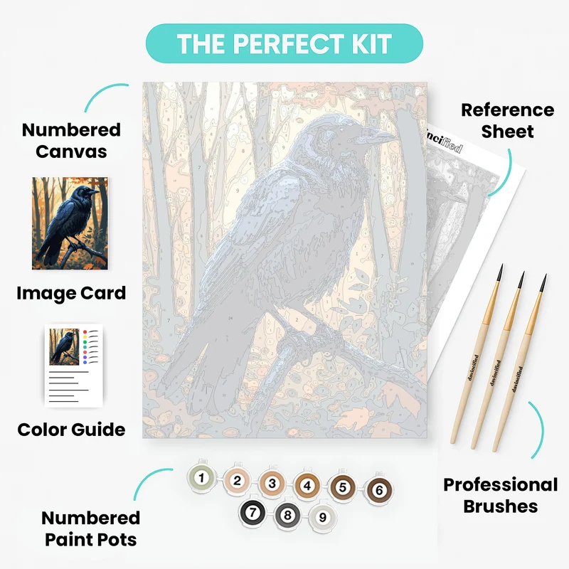 Majestic Raven in Autumn Forest - Paint by Numbers Kit