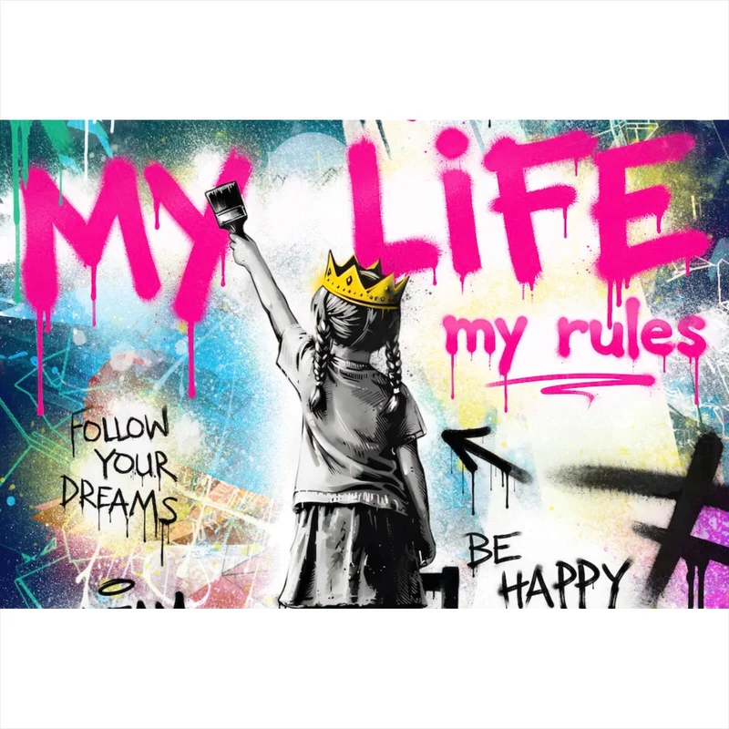 Leinwandbild My Life my rules Pop Art No. 2 Querformat