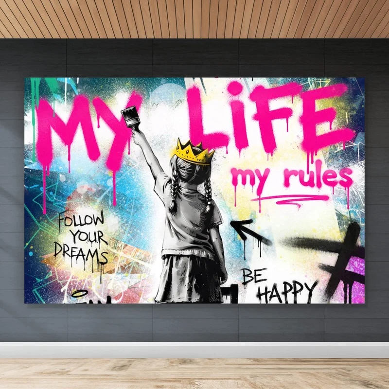 Poster My Life my rules Pop Art No. 2 Querformat