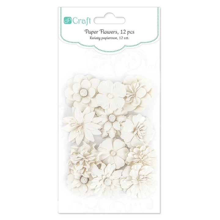 White Paper Flowers, Set of 12