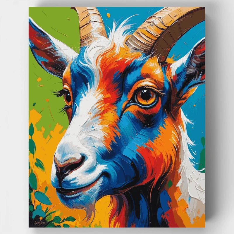 Vibrant Goat Portrait - Paint by Numbers Kit