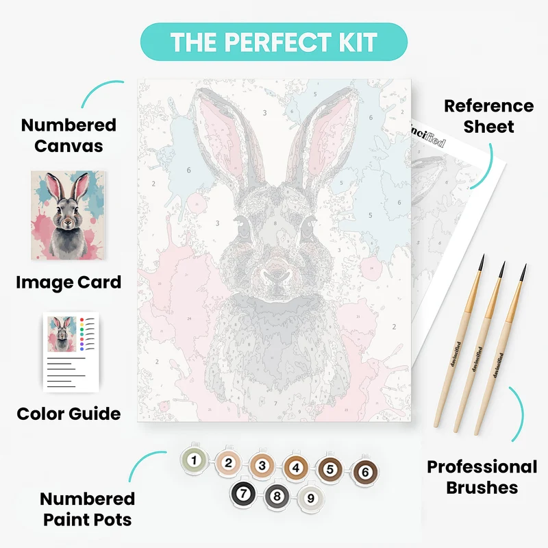 Whimsical Hare Portrait - Paint by Numbers Kit