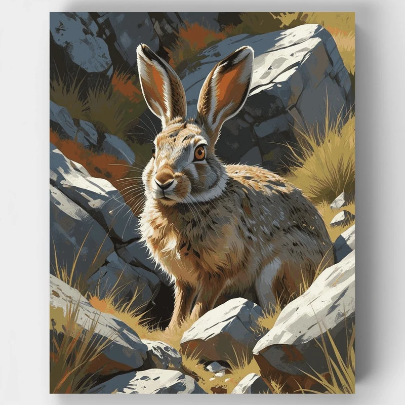 Mountain Hare Among Rocks - Paint by Numbers Kit