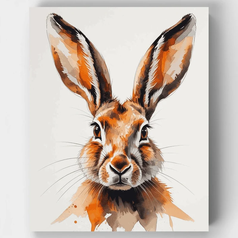 Watercolor Hare Portrait - Paint by Numbers Kit