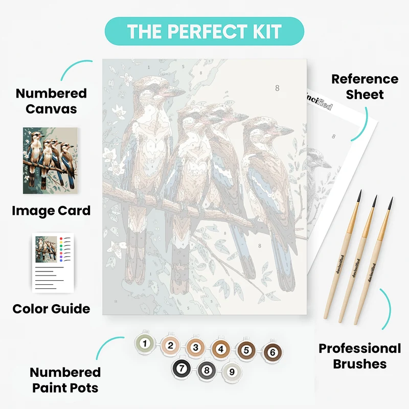 Kookaburra Trio on Branch - Paint by Numbers Kit