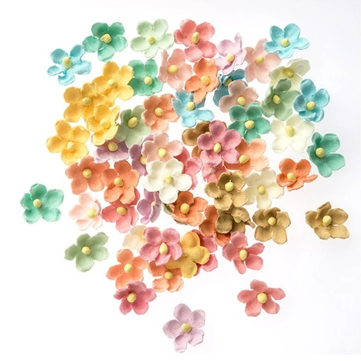 Paper Flowers | 2 cm, Rainbow Mix, 60 pcs
