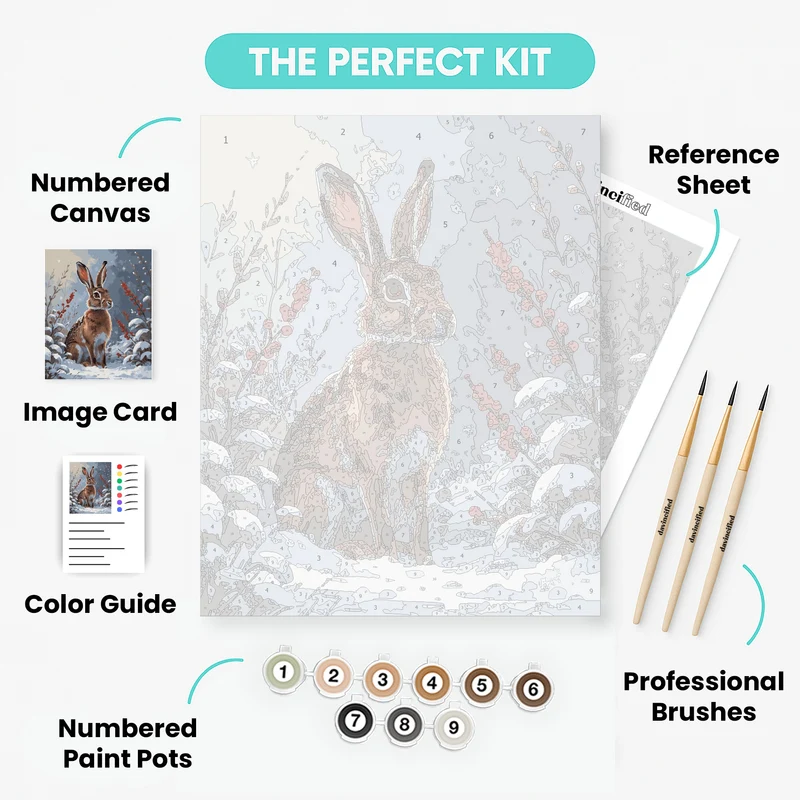 Winter Hare in Snow - Paint by Numbers Kit