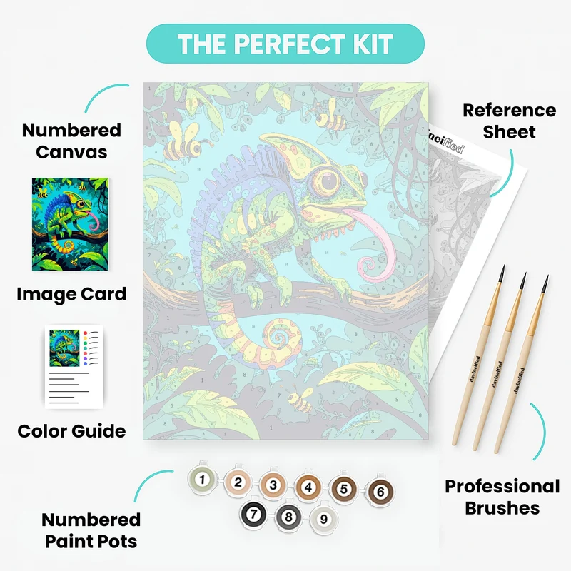 Vibrant Chameleon in the Jungle - Paint by Numbers Kit