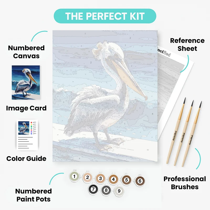 Pelican on Pier - Paint by Numbers Kit
