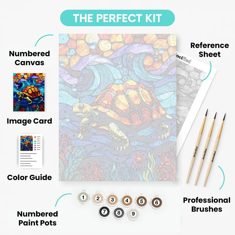 Stained Glass Sea Turtle - Paint by Numbers Kit