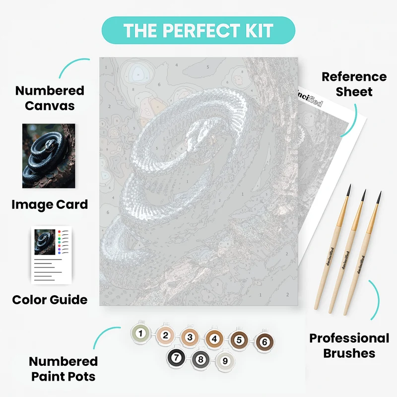 Blue Serpent on Tree Bark - Paint by Numbers Kit