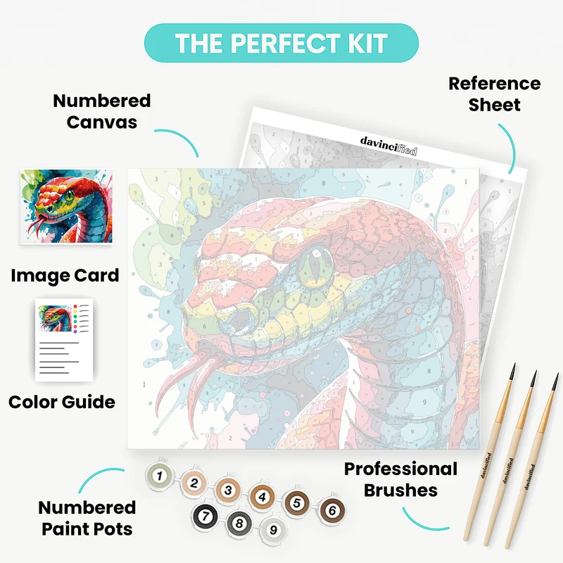 Vibrant Rainbow Snake - Paint by Numbers Kit