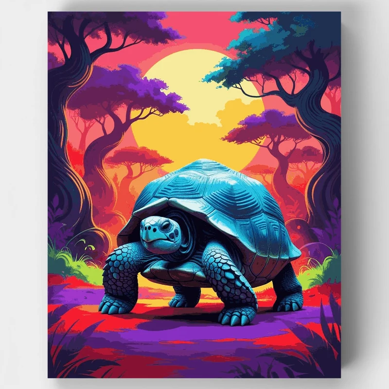 Vibrant Tortoise at Sunset - Paint by Numbers Kit