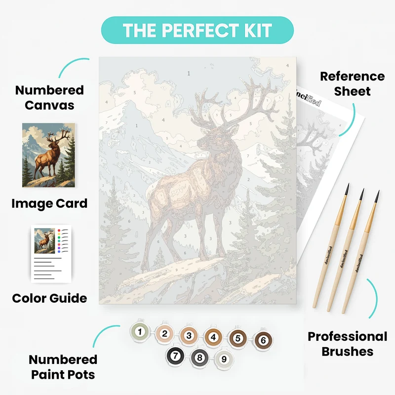 Regal Elk on Mountain Overlook - Paint by Numbers Kit
