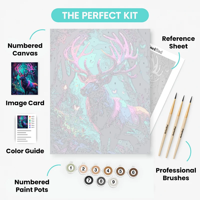 Neon Forest Stag - Paint by Numbers Kit