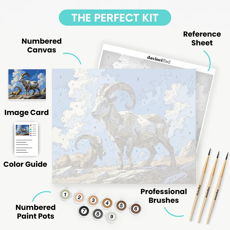 Mountain Goats on Rocky Terrain - Paint by Numbers Kit