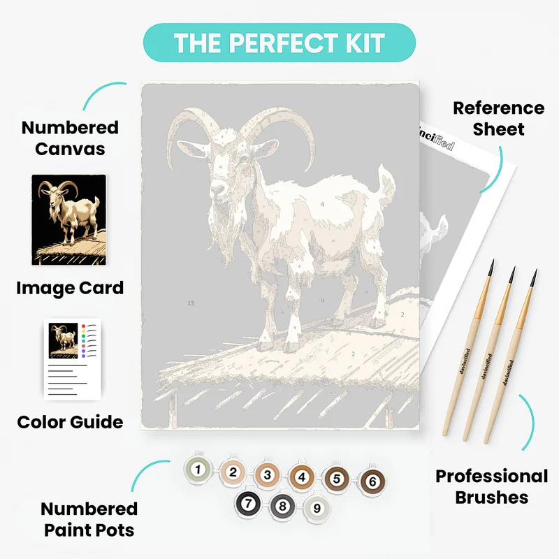 Majestic Goat on Bamboo Roof - Paint by Numbers Kit