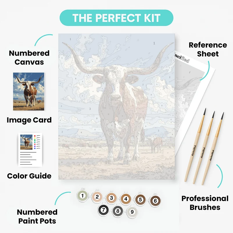Majestic Longhorn Cattle - Paint by Numbers Kit