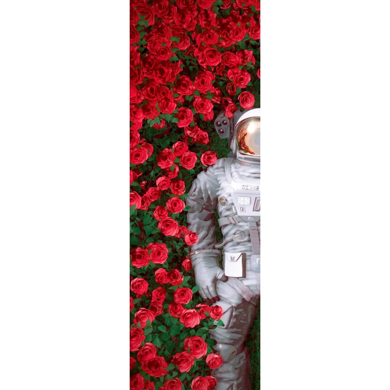 Aluminiumbild Astronaut zwischen Rosen Panorama Hoch