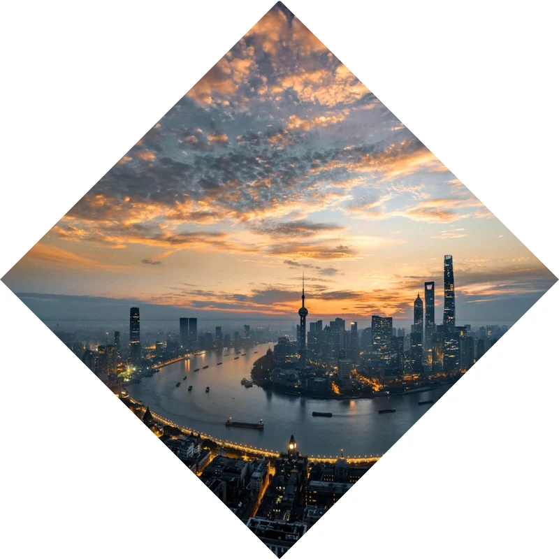 Poster Kanal durch Stadtlandschaft bei Nacht Raute