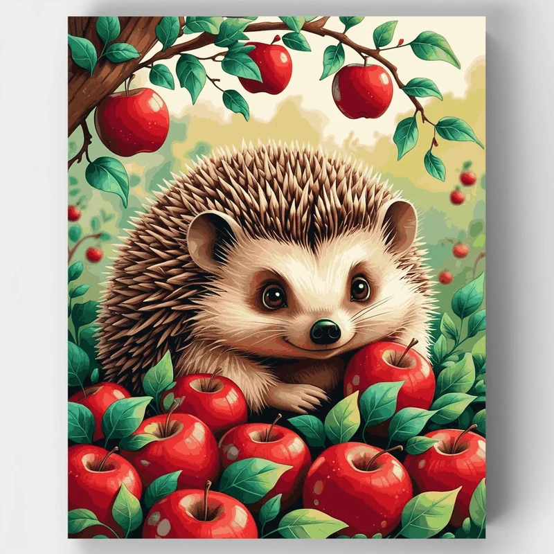 Hedgehog with Apples - Paint by Numbers Kit