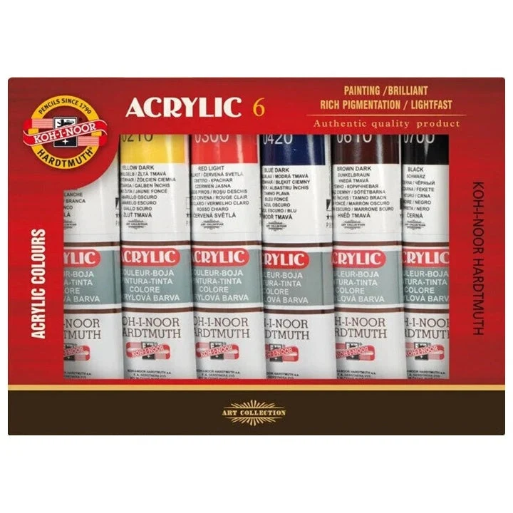 KOH‑I‑NOOR Acrylic Paint Set, 6x40 ml