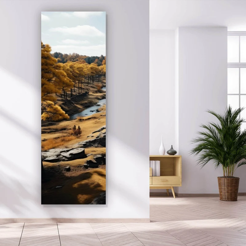 Acrylglasbild Atemberaubende Landschaft mit malerischen Bäumen Panorama Hoch