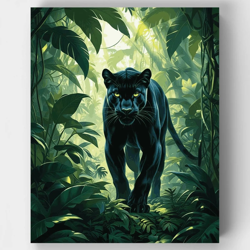 Majestic Black Panther in Jungle - Paint by Numbers Kit