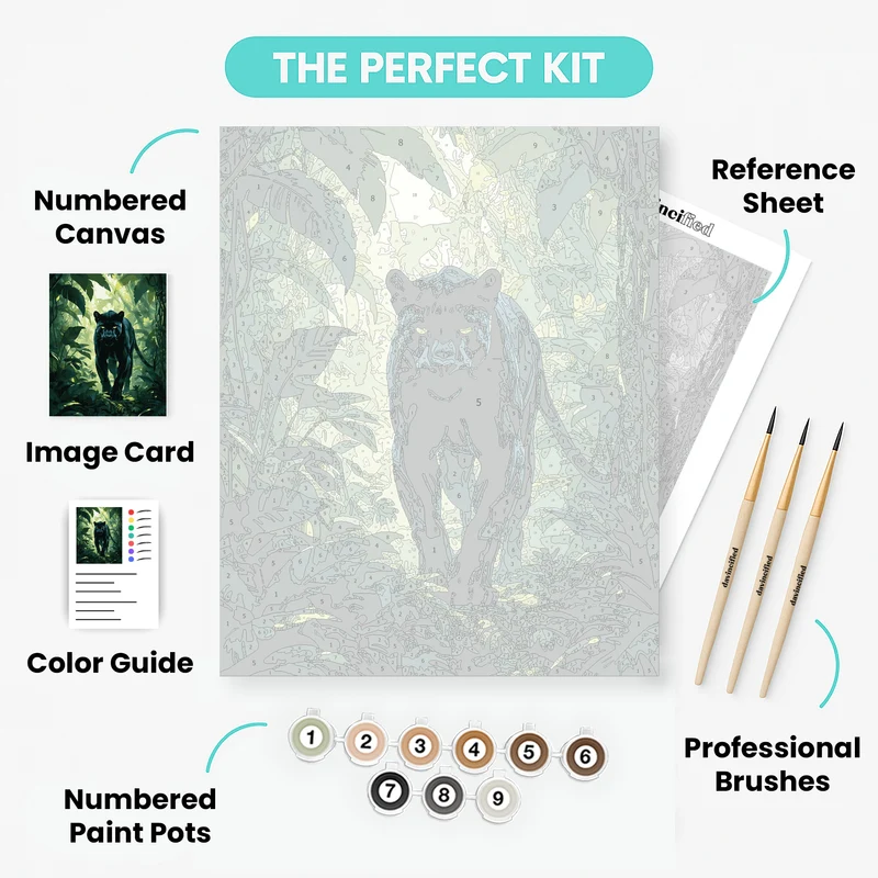 Majestic Black Panther in Jungle - Paint by Numbers Kit