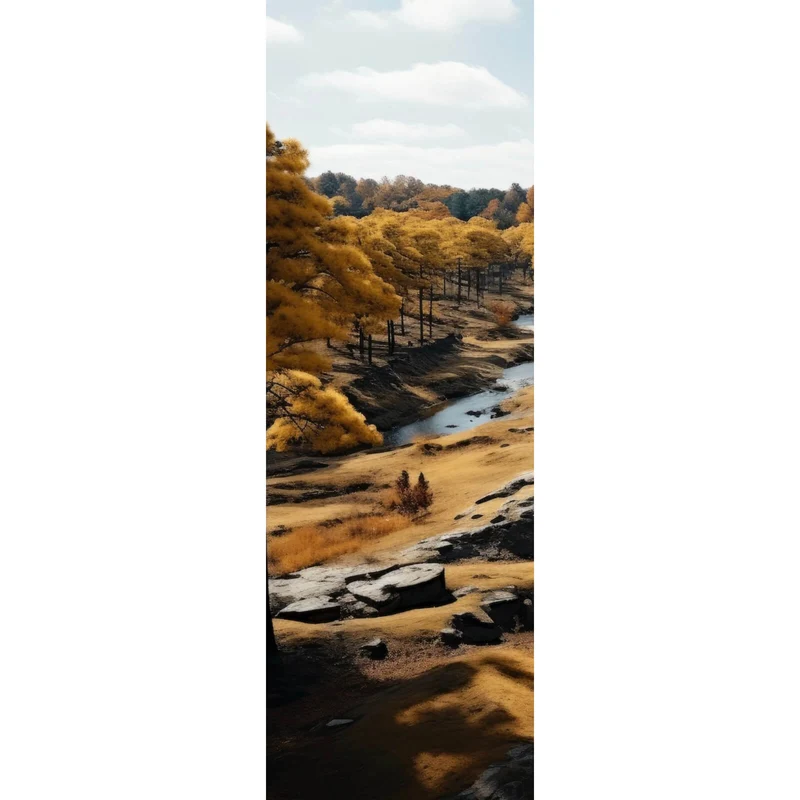 Aluminiumbild Atemberaubende Landschaft mit malerischen Bäumen Panorama Hoch